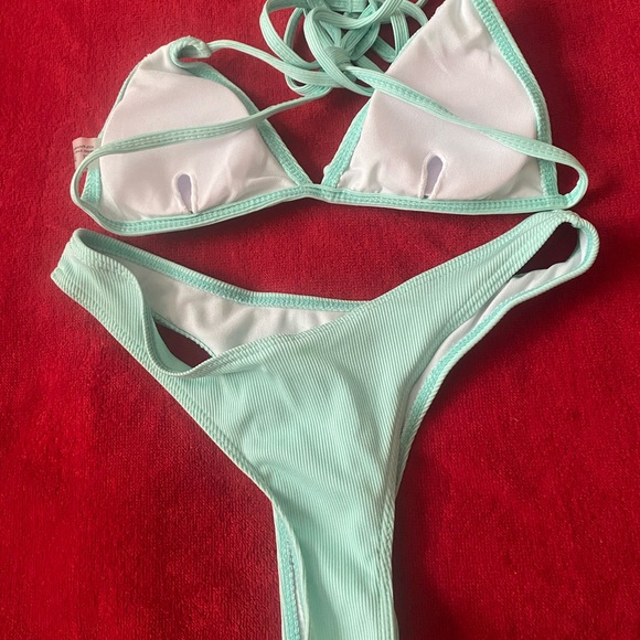 Mint Green Ribbed Bikini Set - Picture 6 of 6